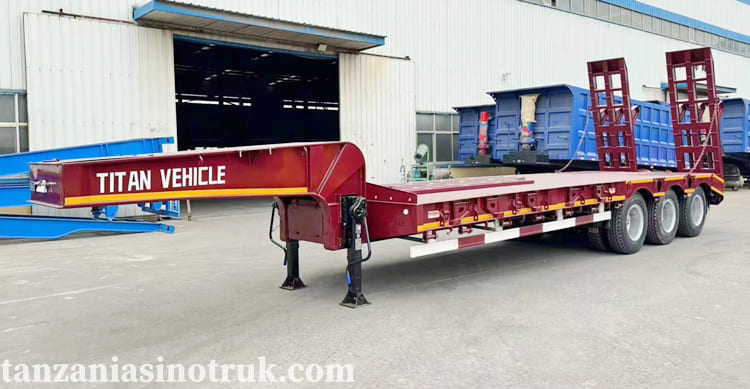 Tri Axle 80 Tons Low Bed Semi Trailer for Sale in Tanzania Dar es Salaam