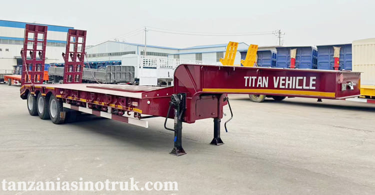 Tri Axle 80 Tons Low Bed Semi Trailer for Sale in Tanzania Dar es Salaam 