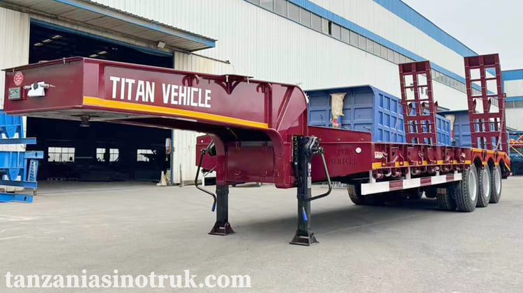 Tri Axle 80 Tons Low Bed Semi Trailer for Sale in Tanzania Dar es Salaam 
