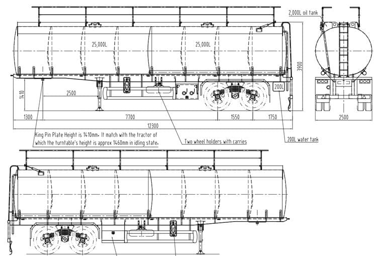 2 axles fuel tanker trailer
