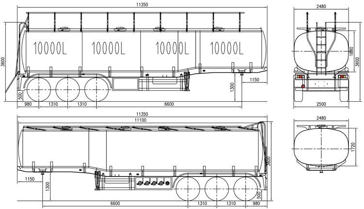 40000 litres tri axles oil tanker trailer