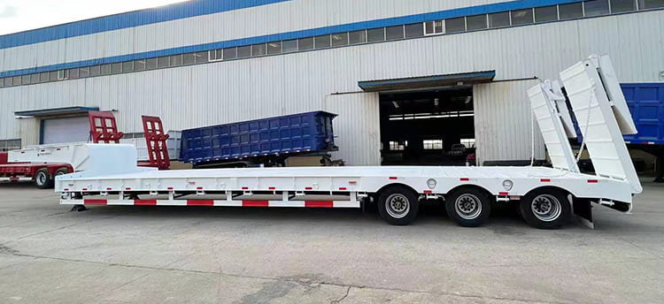 Tri Axle Semi Low Bed Trailer for Sale | Lowbed for Sale with Folding Ramps