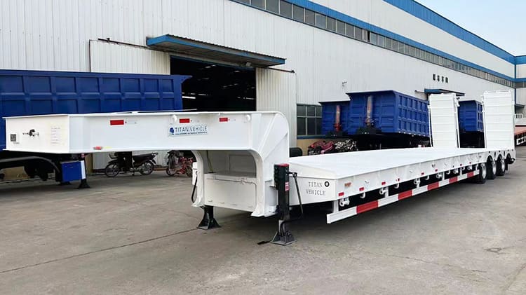 Tri Axle Semi Low Bed Trailer for Sale | Lowbed for Sale with Folding Ramps