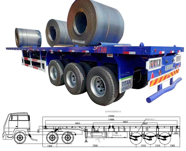40Ft Triple Axle Flatbed Container Trailer for Sale in Tanzania