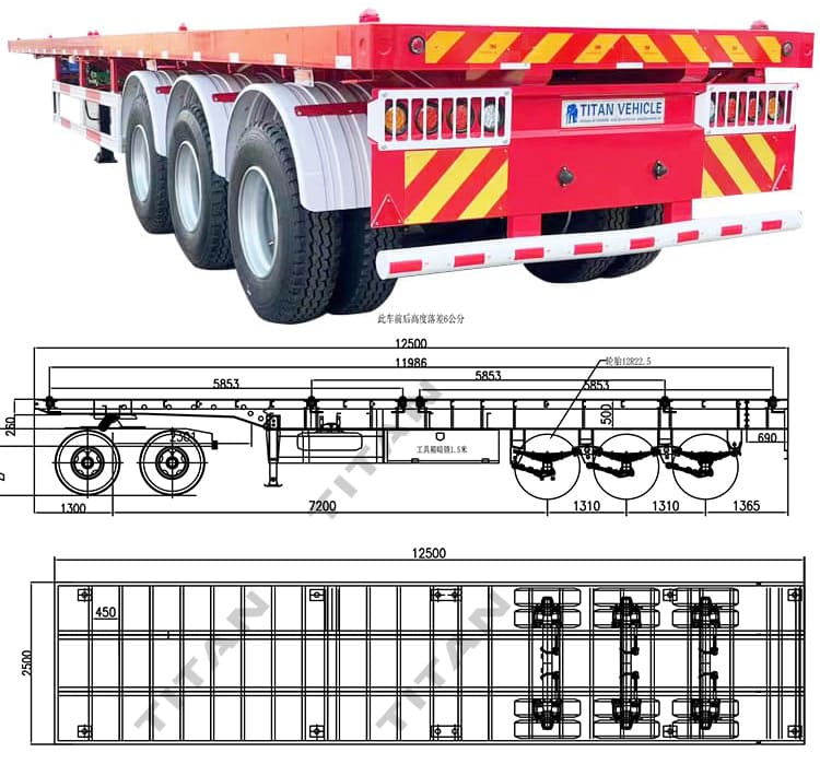 12M Semi Flatbed Tri Axle Trailer for Sale in Tanzania Dar Es Salaam