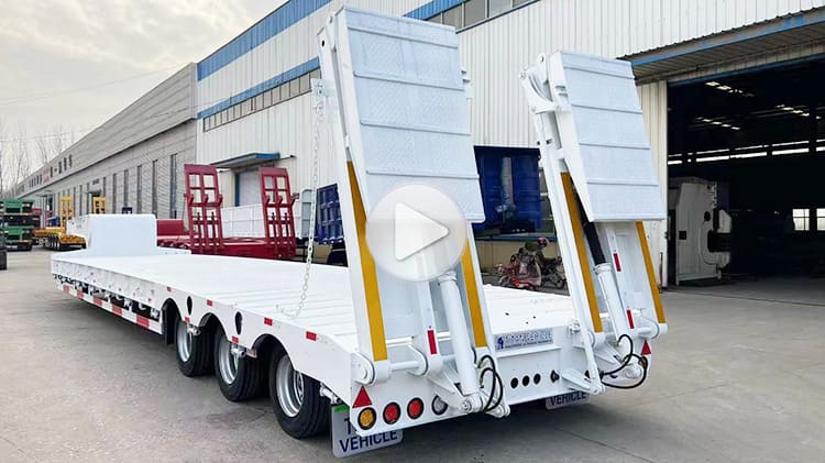 Tri Axle Semi Low Bed Trailer for Sale | Lowbed for Sale with Folding Ramps