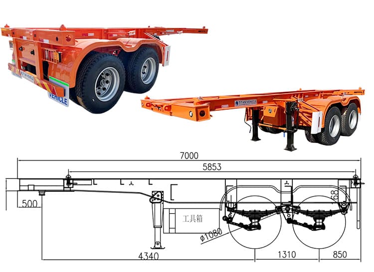20Ft Container Chassis Trailer | 2 Axle Truck Container Chassis for Sale in Tanzania