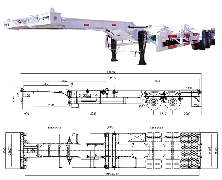 2 Axle 40Ft Intermodal Container Chassis for Sale in Tanzania Dar Es Salaam