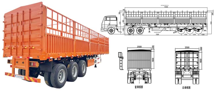 3 Axle Fence Semi Cargo Trailers for Sale in Tanzania