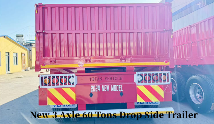3 Axle 60 Tons Drop Side Semi Trailer for Sale in Tanzania Dar es Salaam 