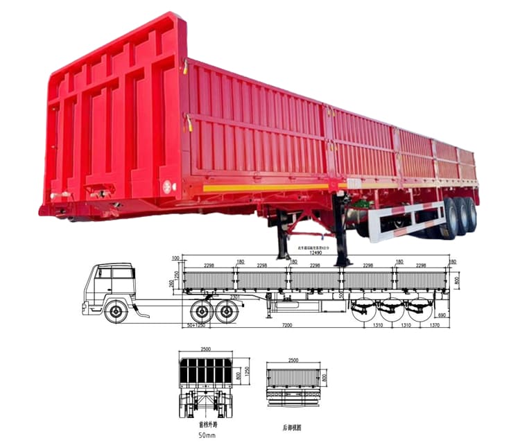 3 Axle 60 Tons Drop Side Semi Trailer for Sale in Tanzania Dar es Salaam