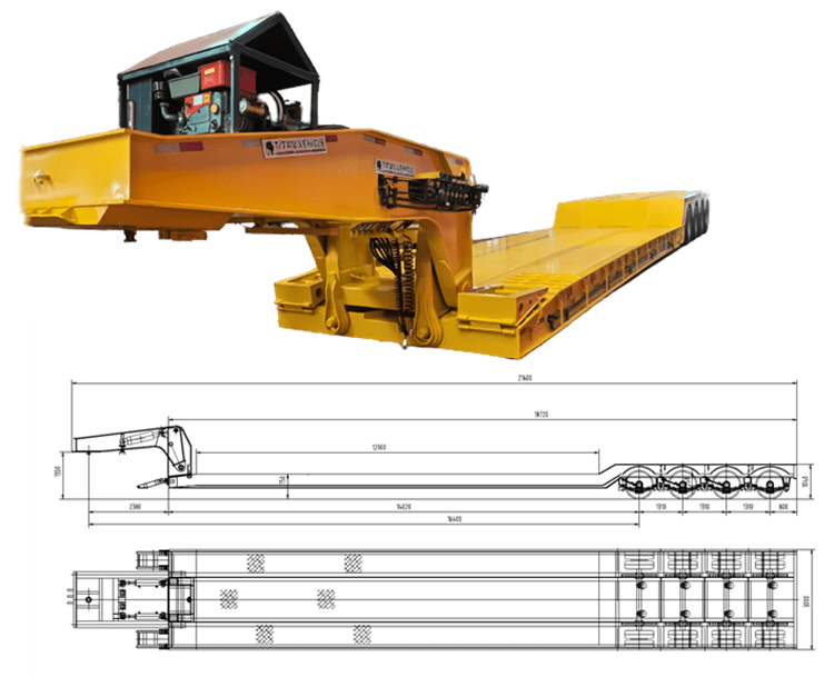4 Axle 100 Ton Lowboy Trailer for Sale in Tanzania | RGN Trailer Price in Tanzania