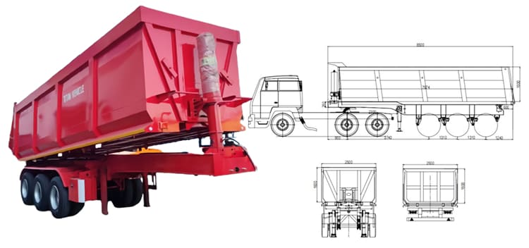 Tri Axle 40 Ton Heavy Duty Hydraulic Dump Trailer for Sale in Tanzania 