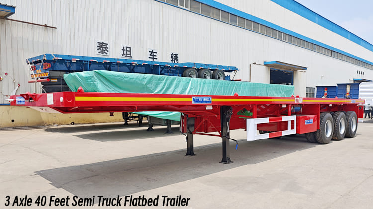 3 Axle 40 Feet Semi Truck Flatbed Trailer for Sale in Tanzania