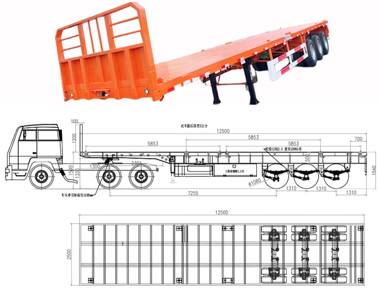 Tri Axle Flatbed Trailer for Sale Near Me in Tanzania, Zanzibar