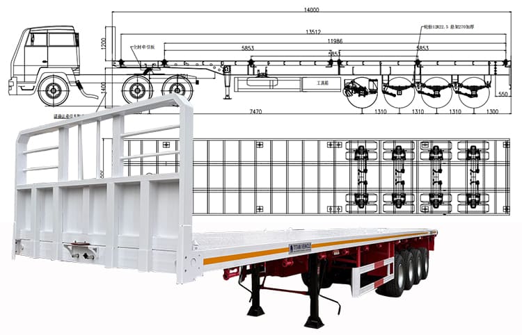 New Flatbed Truck Trailer for Sale with Front Board in Tanzania, Dar es Salaam