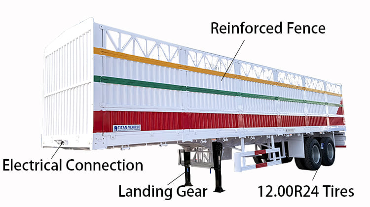 2 Axle Fence Semi Cargo Trailer for Sale in Tanzania, Bagamoyo