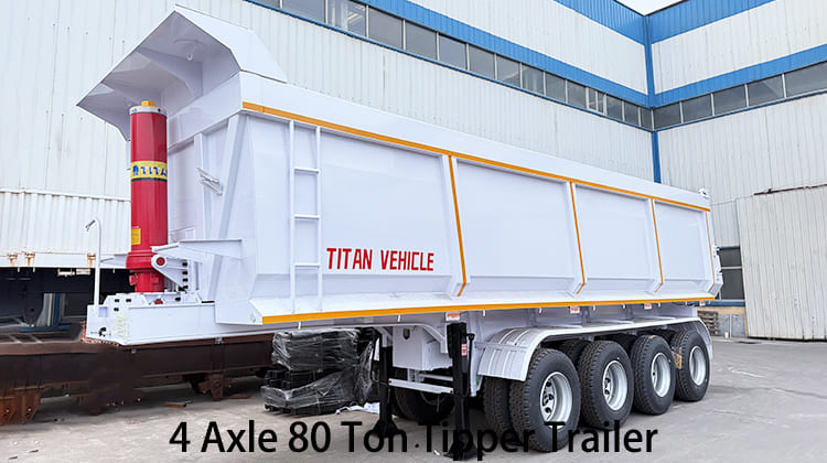 4 Axle 80 Ton Tipper Trailer Manufacturers for Sale in Tanzania, Bagamoyo