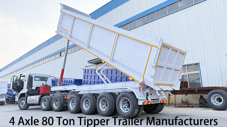 4 Axle 80 Ton Tipper Trailer Manufacturers for Sale in Tanzania, Bagamoyo