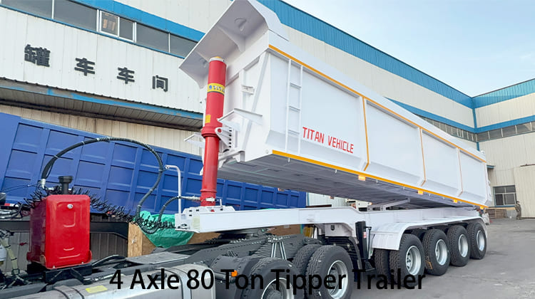 4 Axle 80 Ton Tipper Trailer Manufacturers for Sale in Tanzania, Bagamoyo