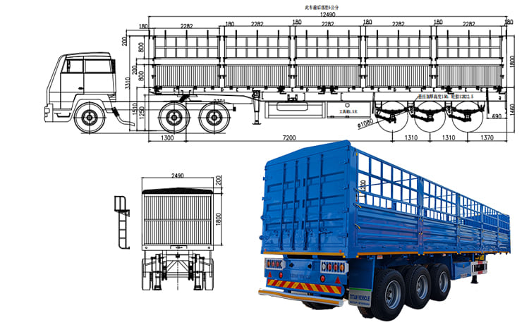 60 Ton Semi Cargo Animal Transport Trailers for Sale in Tanzania, Mtwara