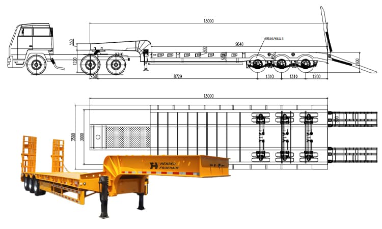 Henred Fruehauf Zambia Tri Axle Low Bed Trailer Price for Sale Near Me