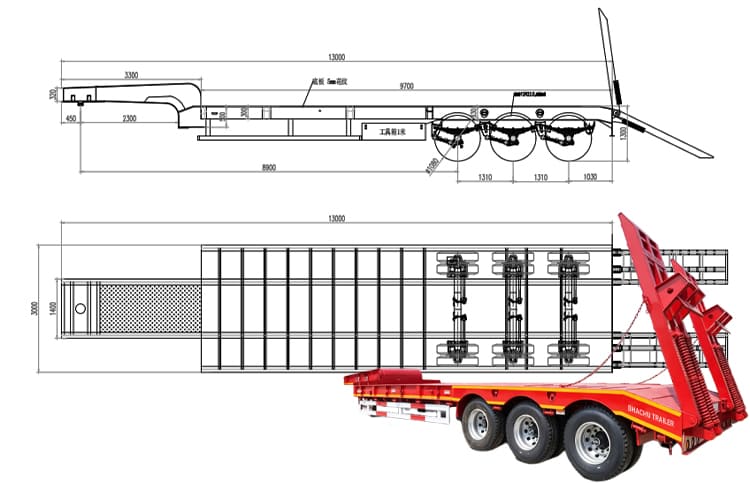 Bhachu 3 Axle Lowbed Trailer Price for Sale in Dar es Salaam