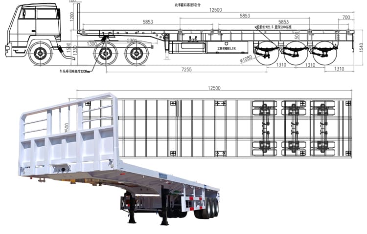 3 Axle 40 Ft Container Flatbed Semi Trailer for Sale in Dar es Salaam