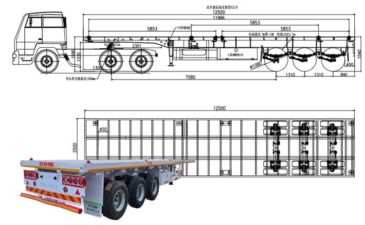 Best 3 Axle 40Ft Flatbed Semi Trailer for Sale in Zambia